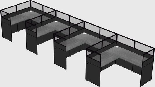 Shared l-shaped cubicle