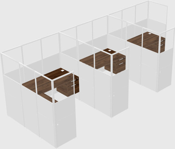 Shared l-shaped cubicle