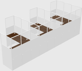 Shared l-shaped cubicle