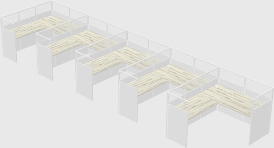 Shared l-shaped cubicle