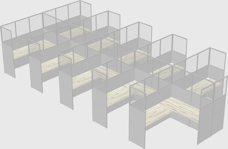 Shared l-shaped cubicle