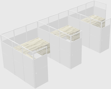 Shared l-shaped cubicle