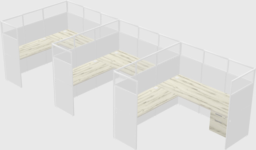 Shared l-shaped cubicle