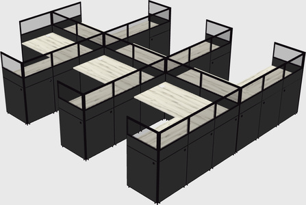 Shared l-shaped cubicle