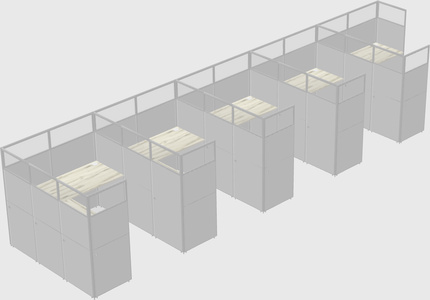 Shared l-shaped cubicle