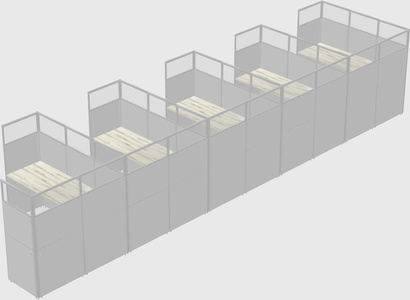 Shared l-shaped cubicle