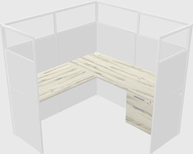 Shared l-shaped cubicle