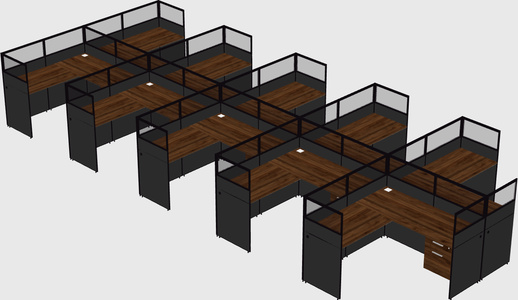 Shared l-shaped cubicle