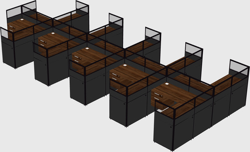 Shared l-shaped cubicle