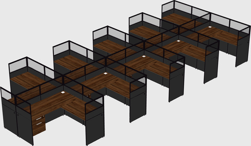 Shared l-shaped cubicle