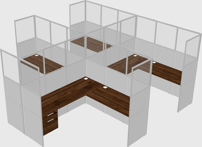Shared l-shaped cubicle