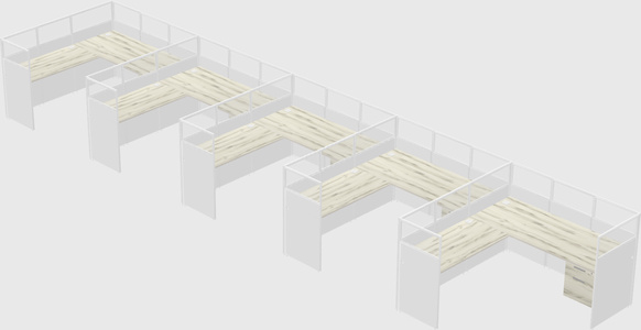 Shared l-shaped cubicle