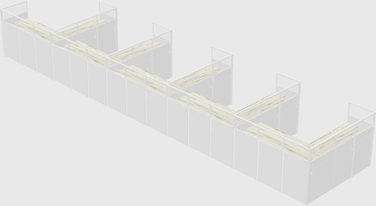 Shared l-shaped cubicle