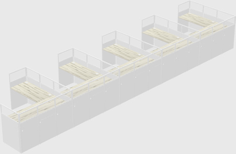 Shared l-shaped cubicle