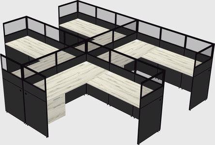 Shared l-shaped cubicle