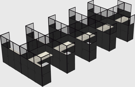 Shared l-shaped cubicle
