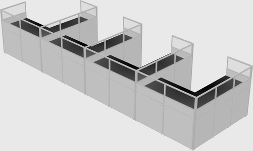 Shared l-shaped cubicle
