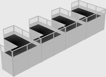 Shared l-shaped cubicle