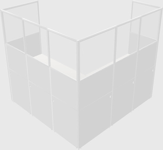 Shared l-shaped cubicle
