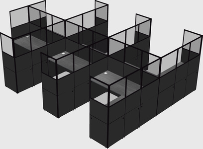 Shared l-shaped cubicle