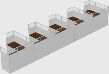 Shared l-shaped cubicle