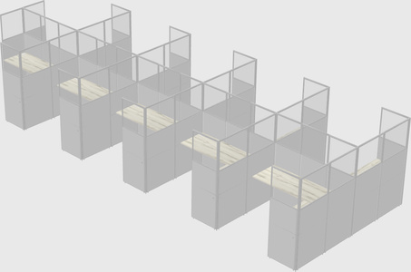 Shared l-shaped cubicle