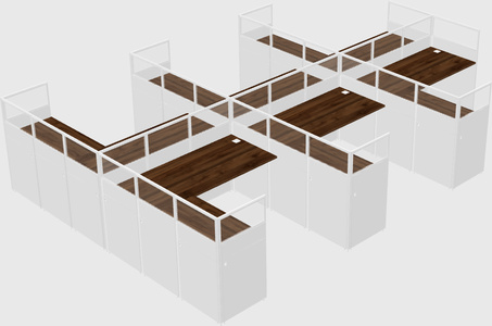 Shared l-shaped cubicle