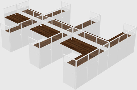 Shared l-shaped cubicle