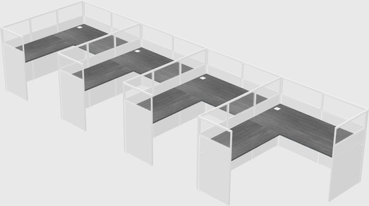 Shared l-shaped cubicle