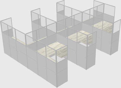 Shared l-shaped cubicle