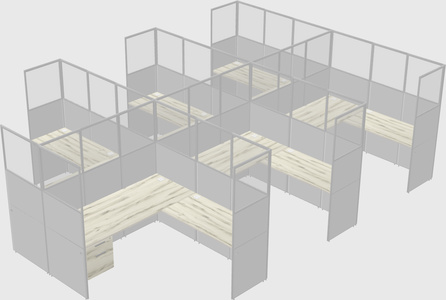 Shared l-shaped cubicle