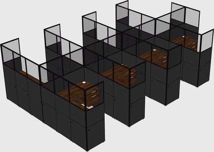 Shared l-shaped cubicle