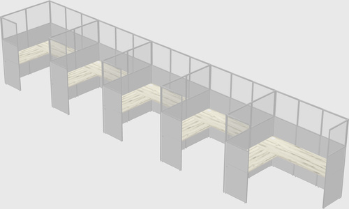 Shared l-shaped cubicle