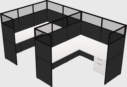 Shared l-shaped cubicle