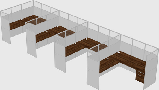 Shared l-shaped cubicle