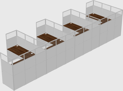 Shared l-shaped cubicle