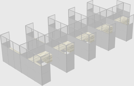 Shared l-shaped cubicle