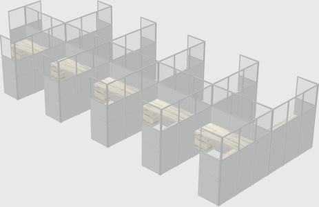 Shared l-shaped cubicle