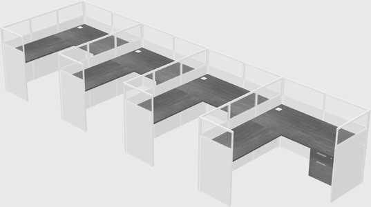 Shared l-shaped cubicle