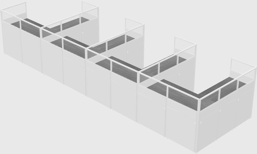 Shared l-shaped cubicle