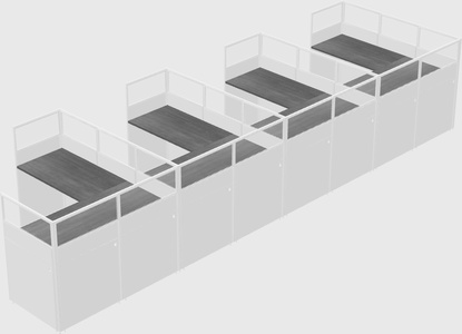 Shared l-shaped cubicle