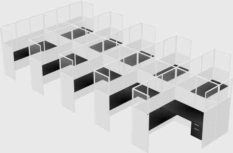 Shared l-shaped cubicle