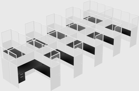 Shared l-shaped cubicle