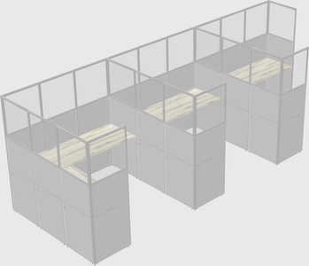 Shared l-shaped cubicle