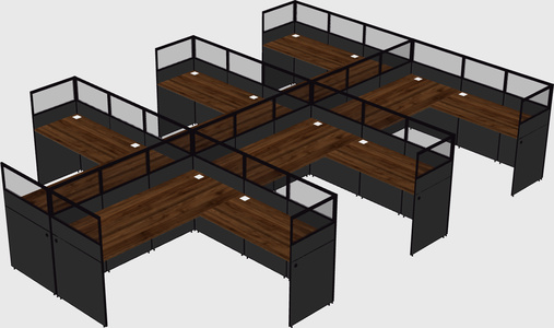 Shared l-shaped cubicle