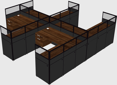 Shared l-shaped cubicle