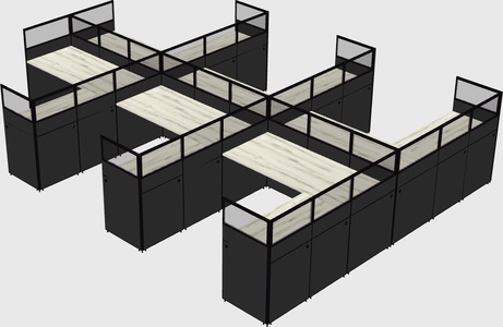 Shared l-shaped cubicle