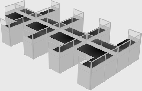 Shared l-shaped cubicle