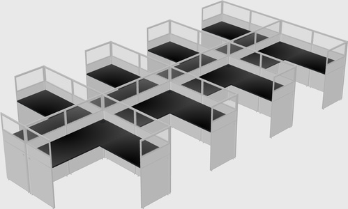 Shared l-shaped cubicle