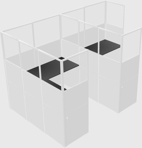 Shared l-shaped cubicle